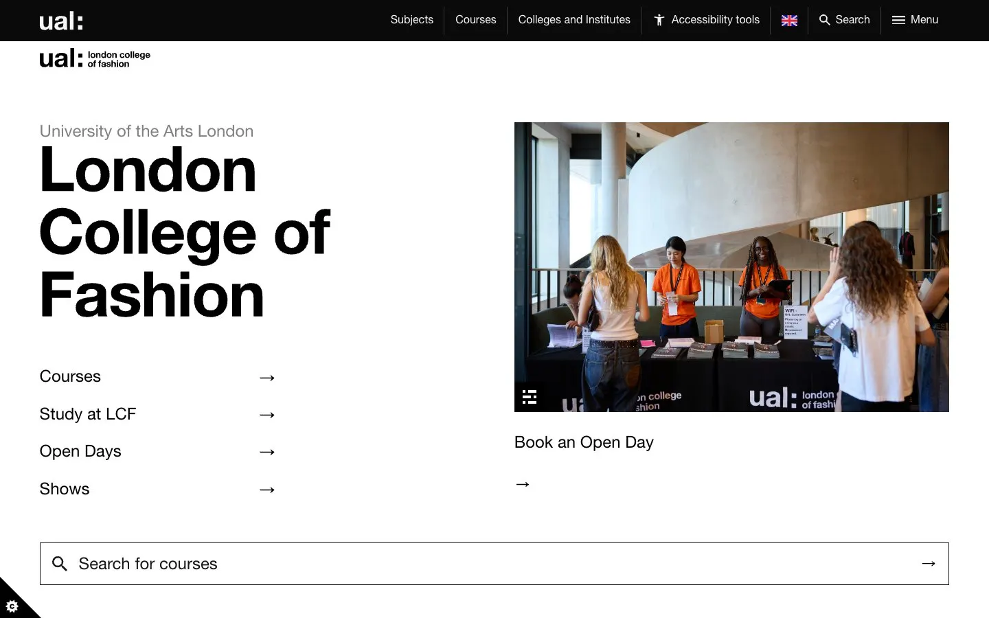 The website of London College of Fashion