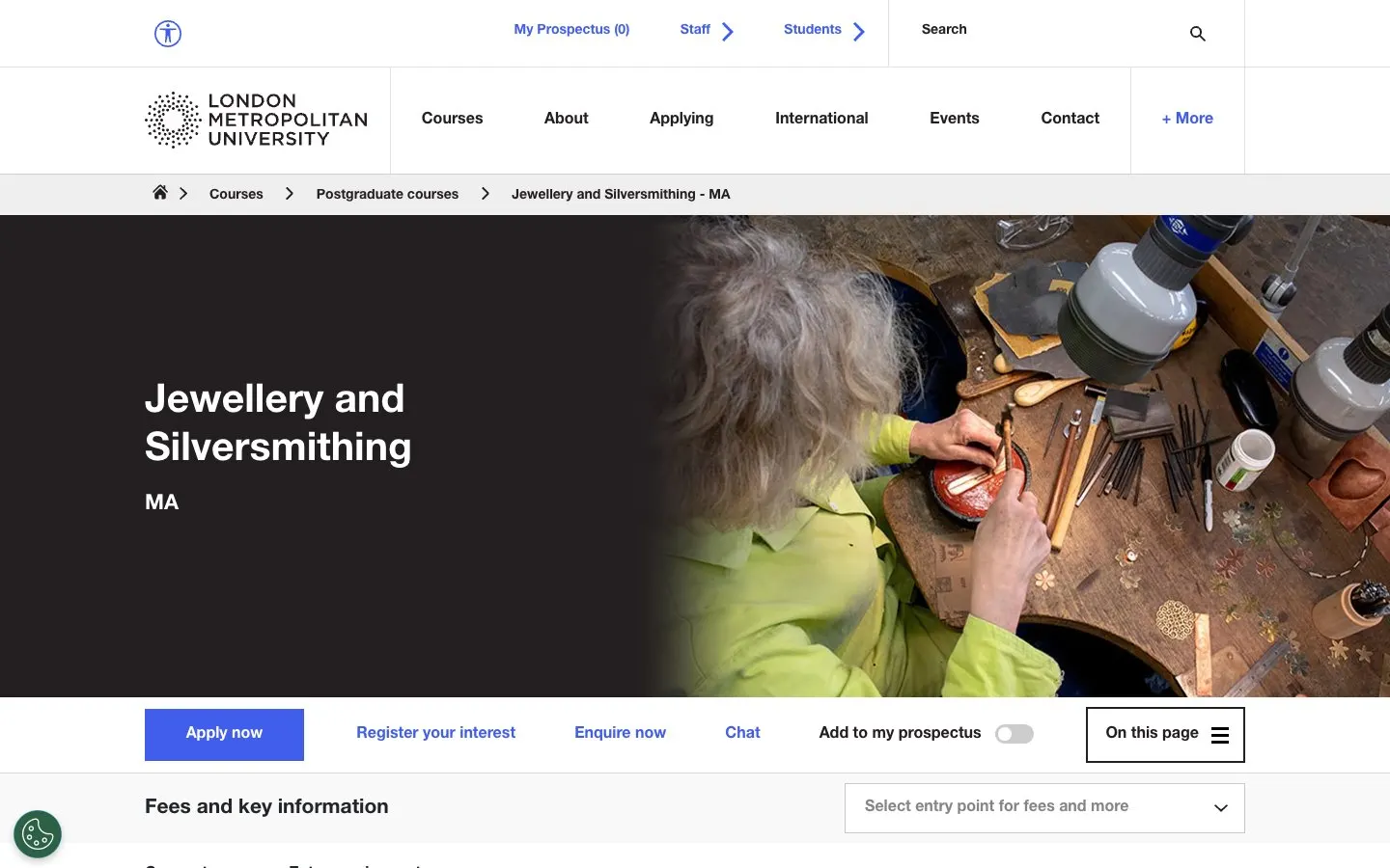 London Metropolitan University – School of Art, Architecture and Design की वेबसाइट