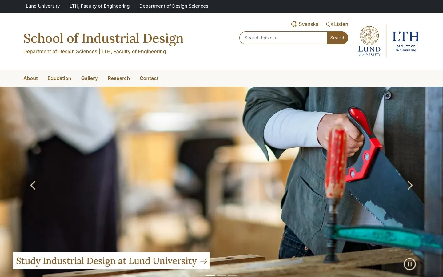 The website of Lund University School of Industrial Design