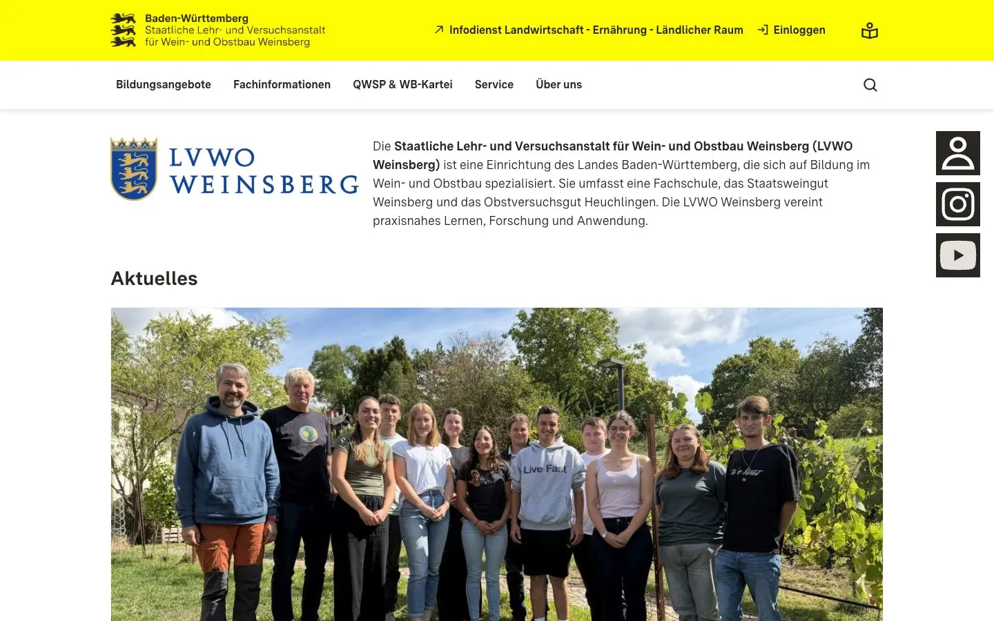 El sitio web de LVWO Weinsberg