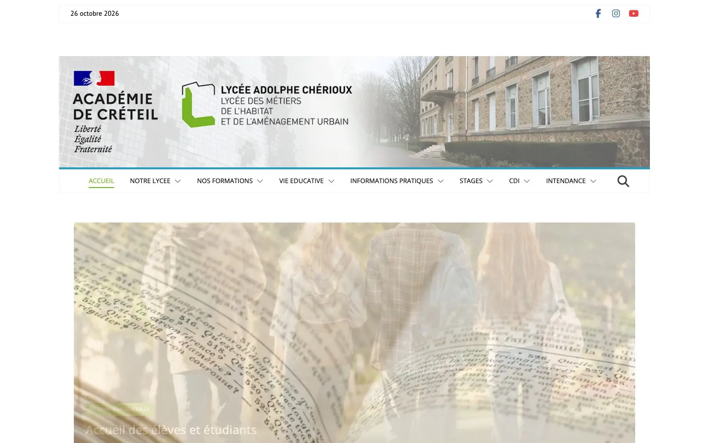 The website of Lycée Adolphe Chérioux