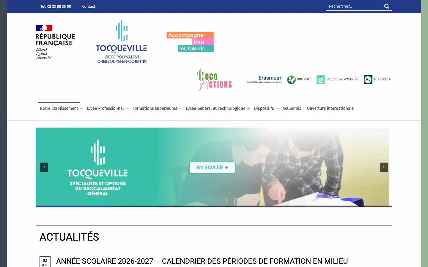 El sitio web de Lycée Alexis de Tocqueville