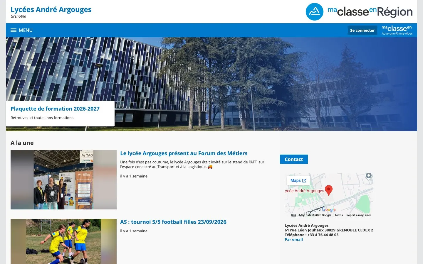 The website of Lycée André Argouges
