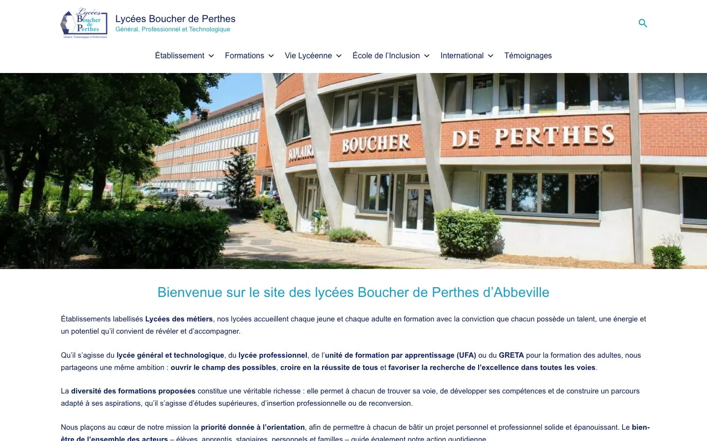 Il sito di Lycée Boucher de Perthes