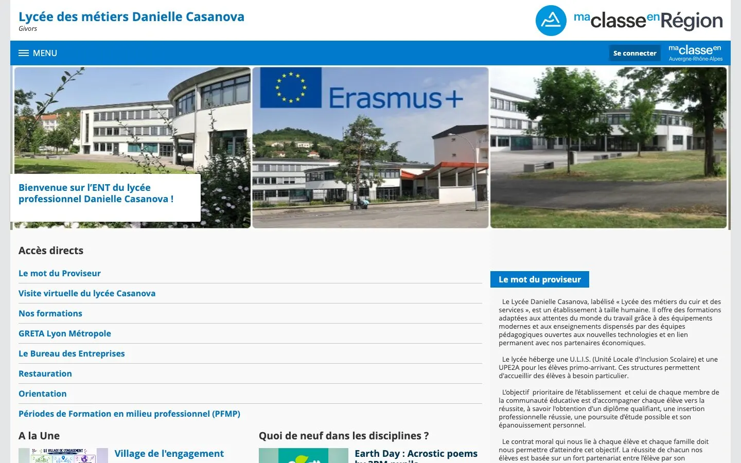 الموقع الإلكتروني لـ Lycée des métiers Danielle Casanova