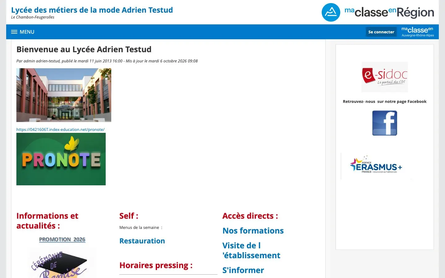 Le site de Lycée des métiers de la mode Adrien Testud
