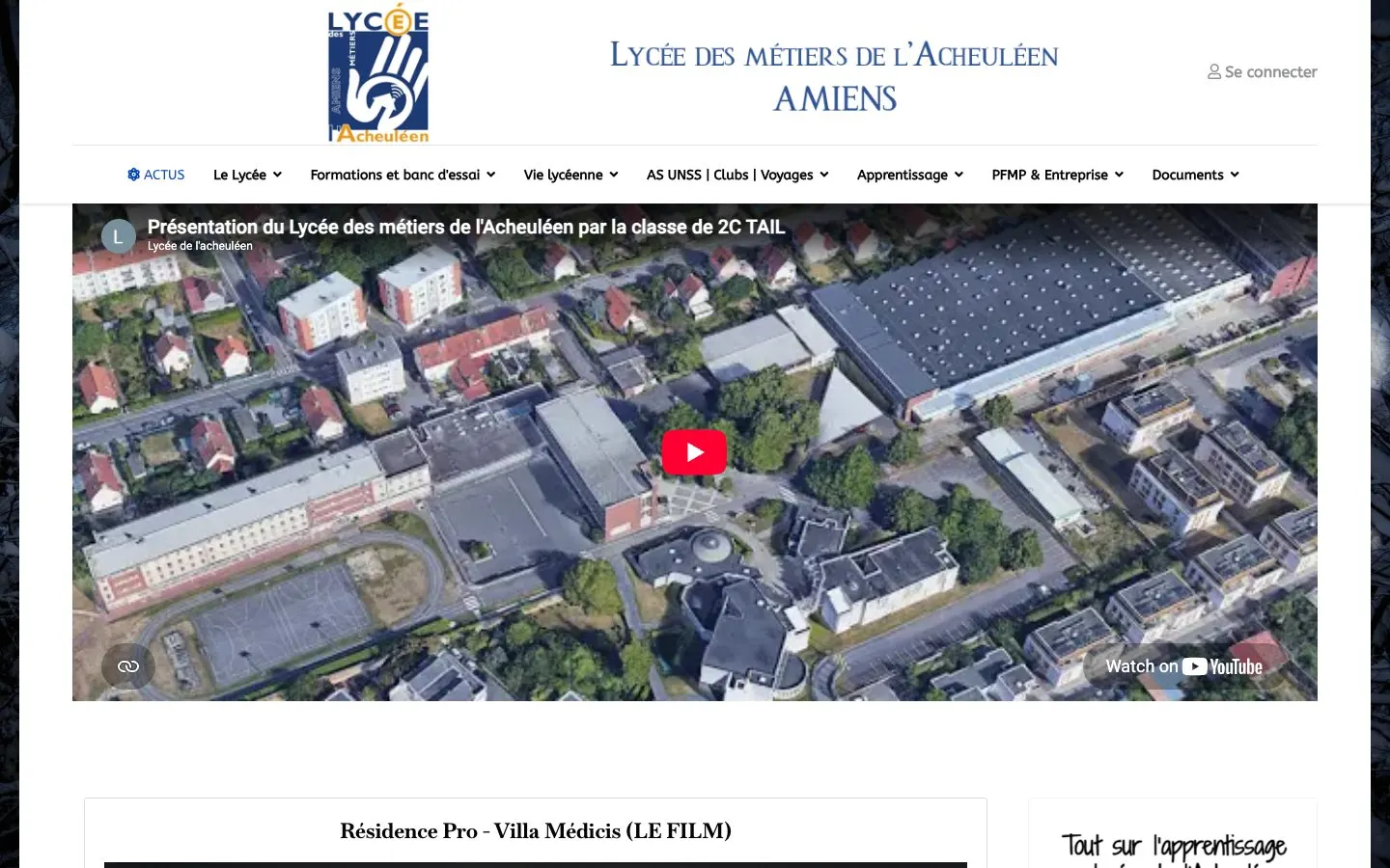 The website of Lycée des métiers de l'Acheuléen