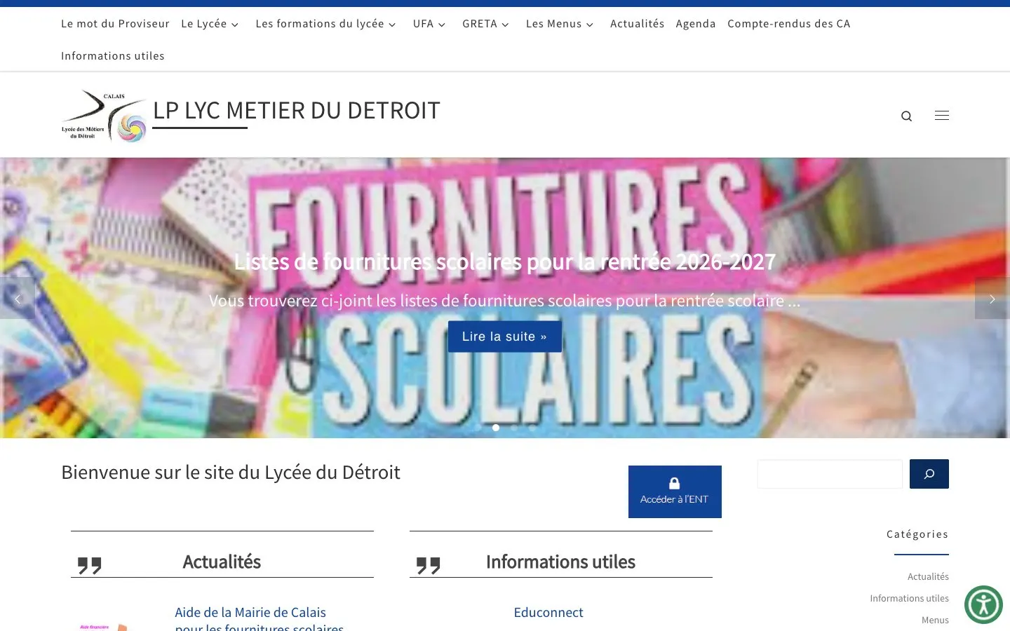 Die Website von Lycée des Métiers du Détroit