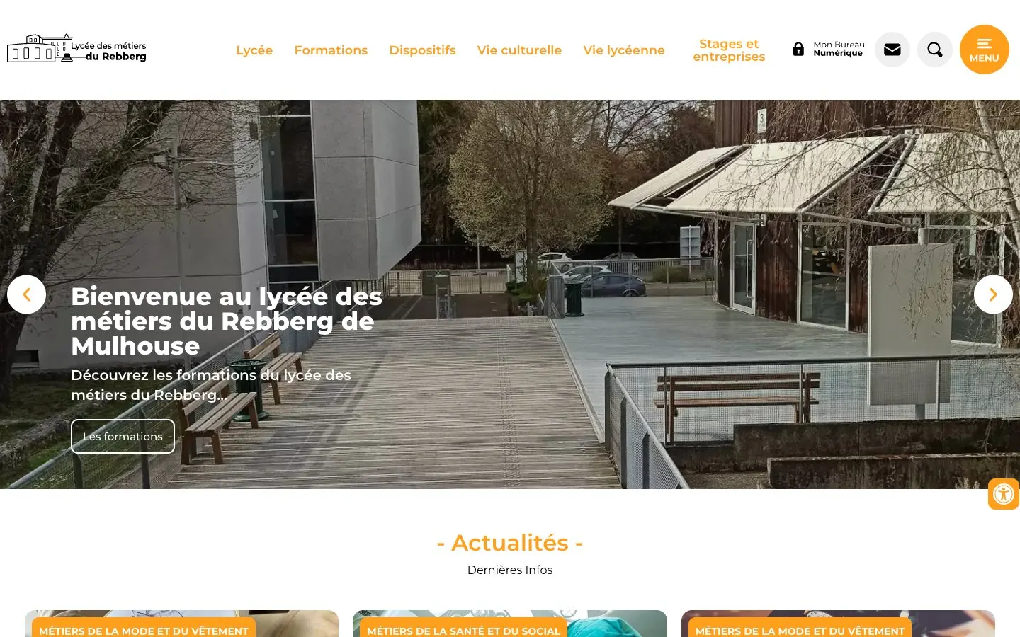 The website of Lycée des métiers du Rebberg
