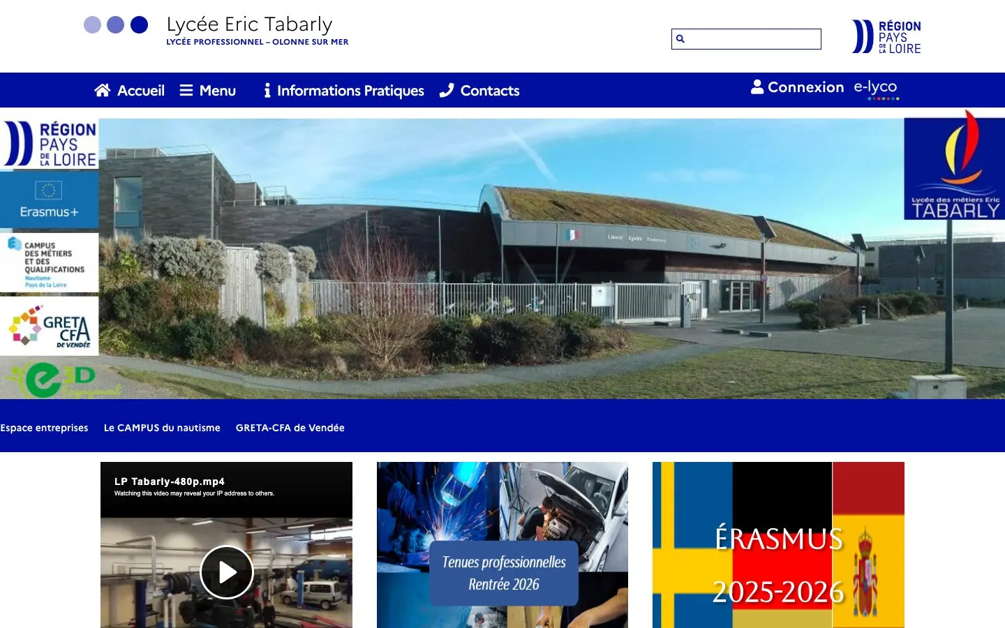 The website of Lycée des métiers Éric Tabarly