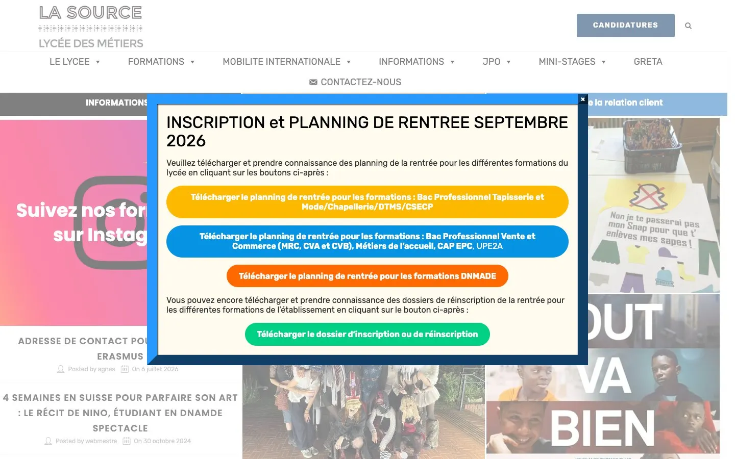 Il sito di Lycée des métiers La Source