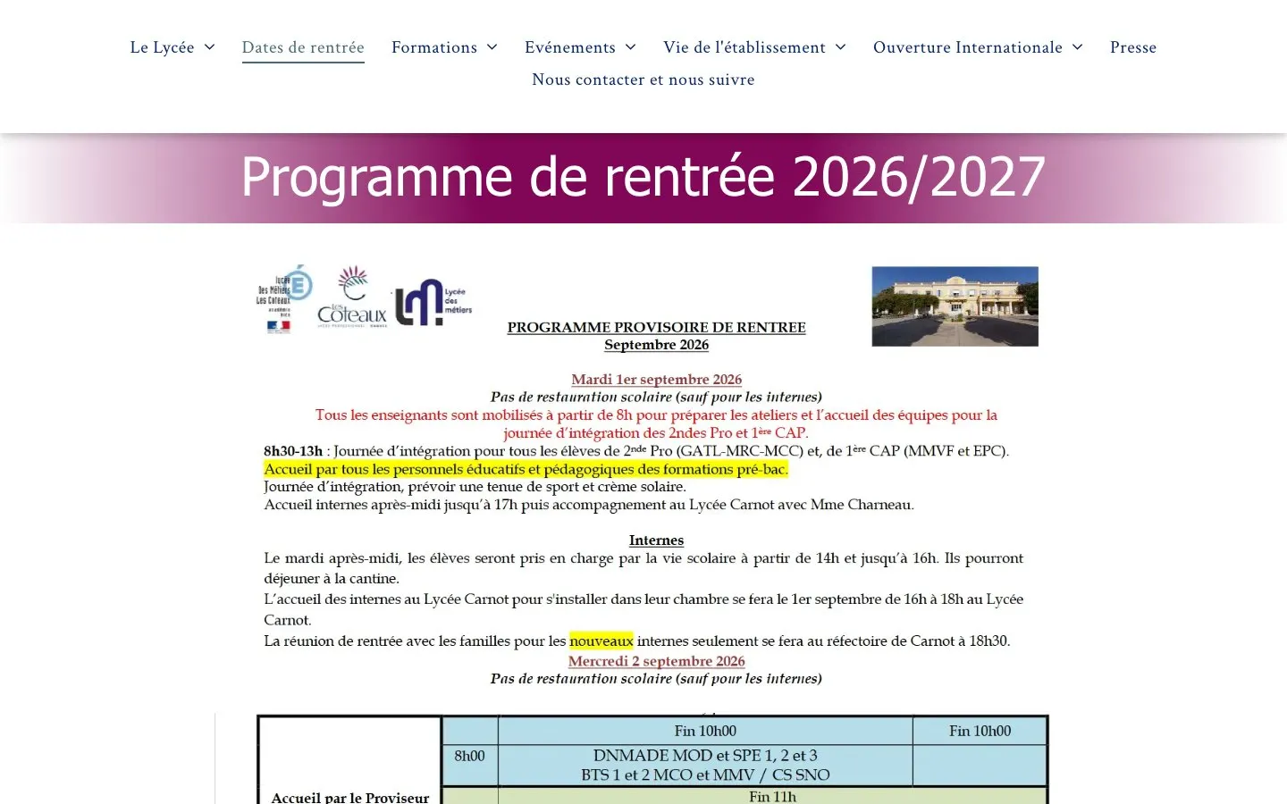 Le site de Lycée des métiers Les Coteaux