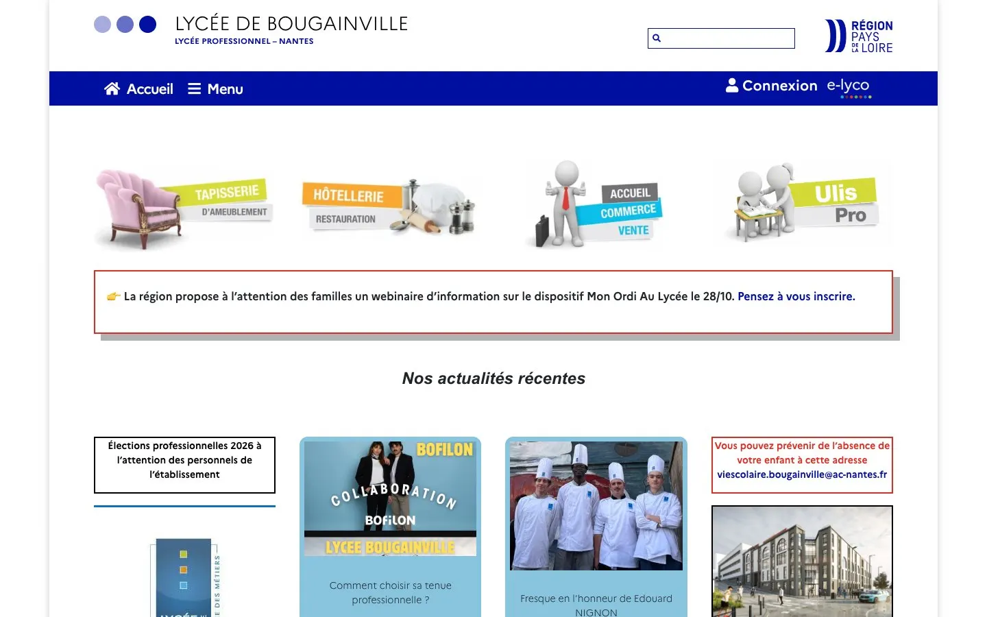 Lycée des métiers Louis-Antoine de Bougainville 的网站