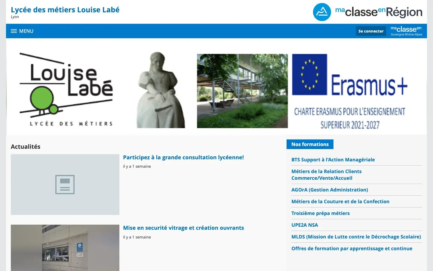الموقع الإلكتروني لـ Lycée des métiers Louise Labé
