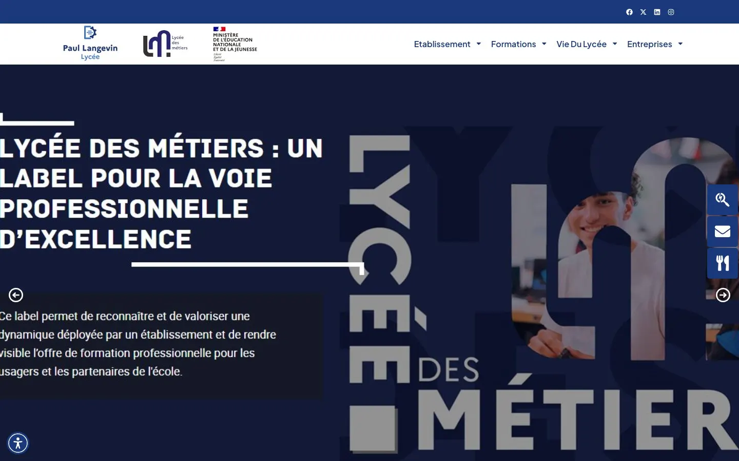 Сайт школы Lycée des métiers Paul Langevin