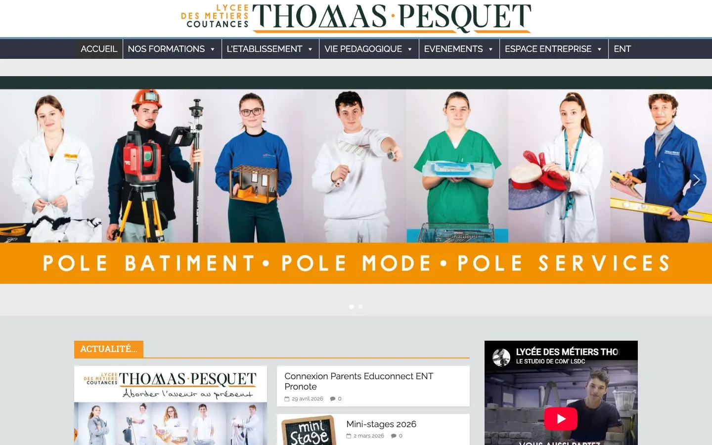 Die Website von Lycée des métiers Thomas Pesquet