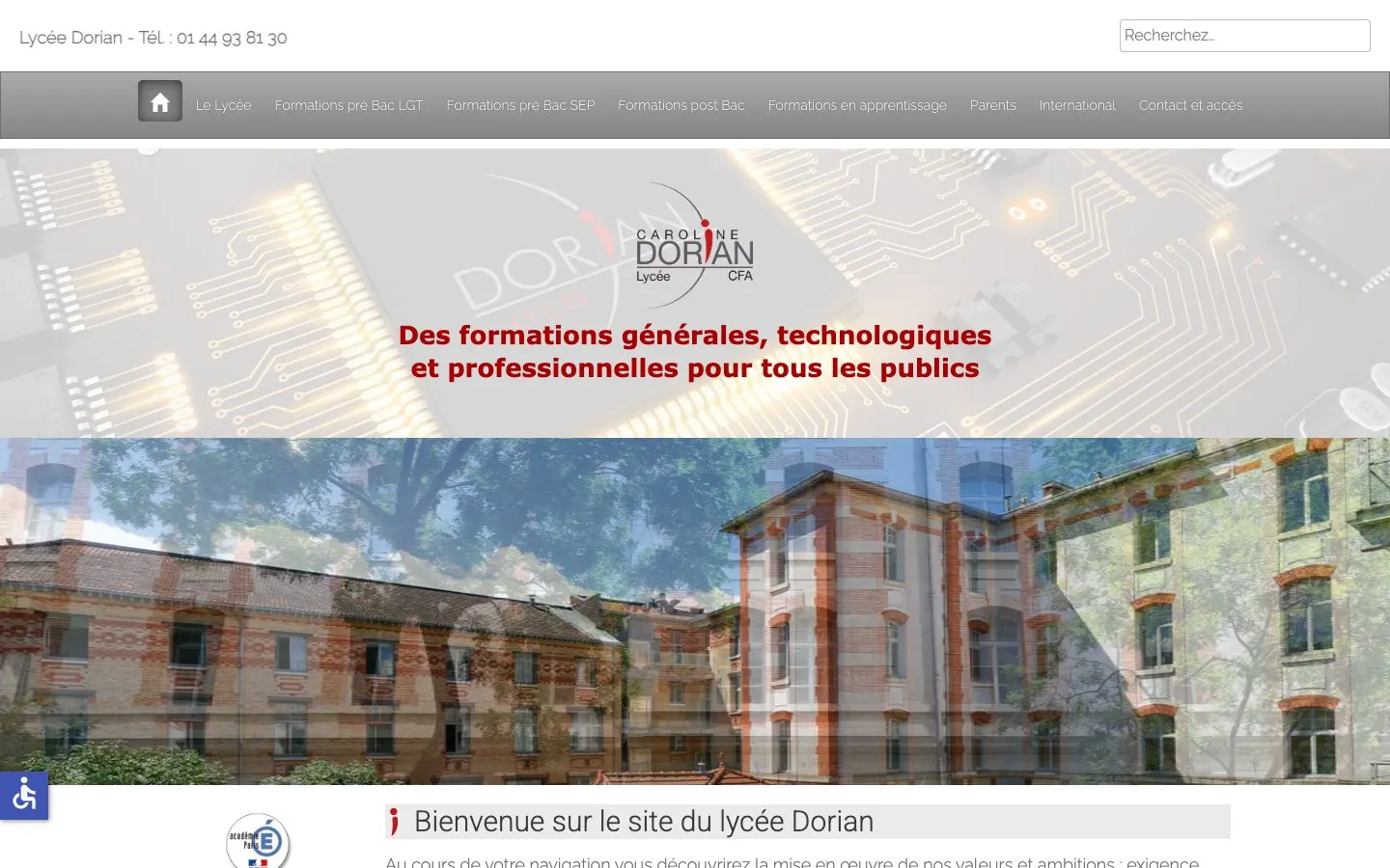 Lycée Dorian 的网站