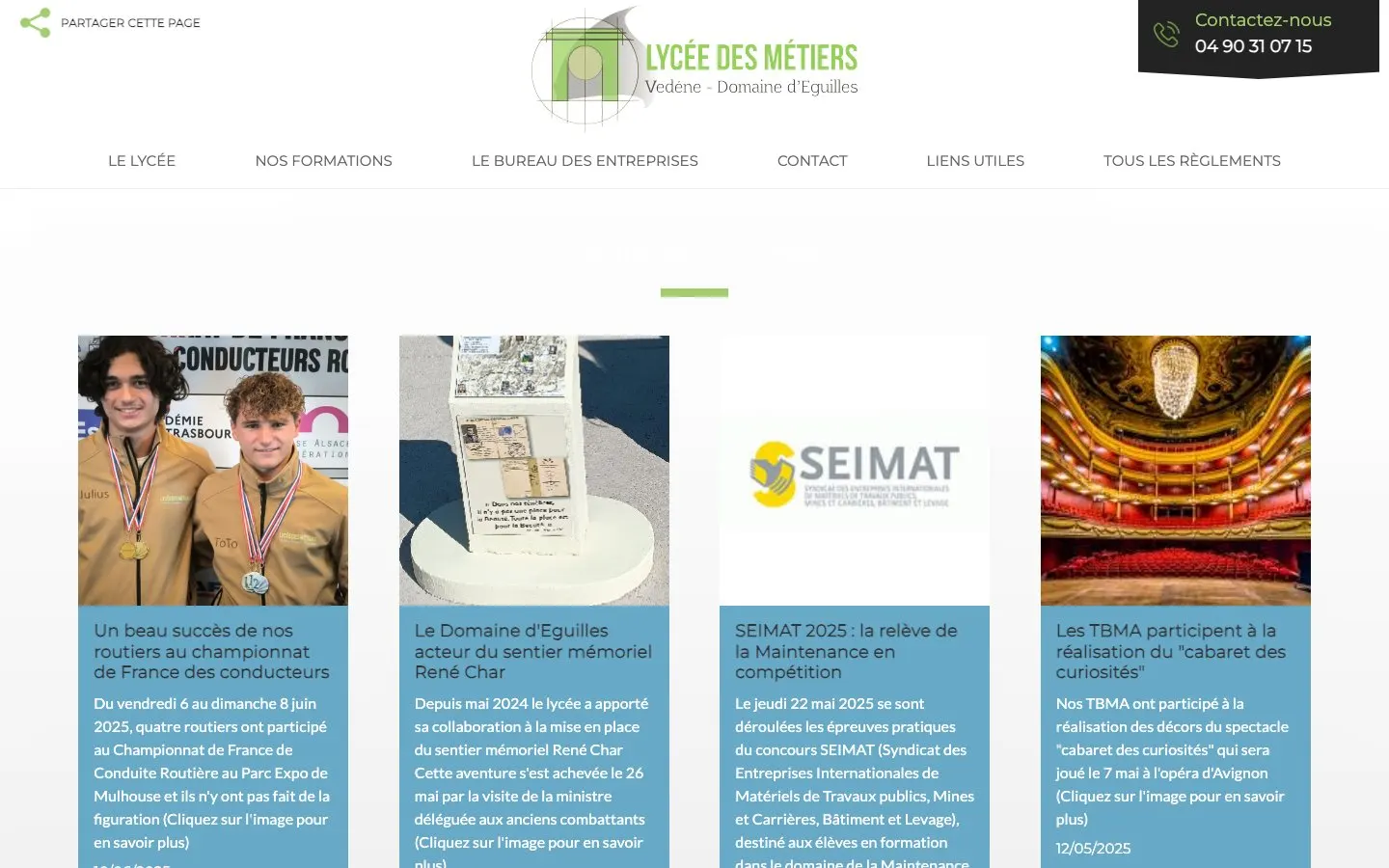 الموقع الإلكتروني لـ Lycée du Domaine d'Eguilles