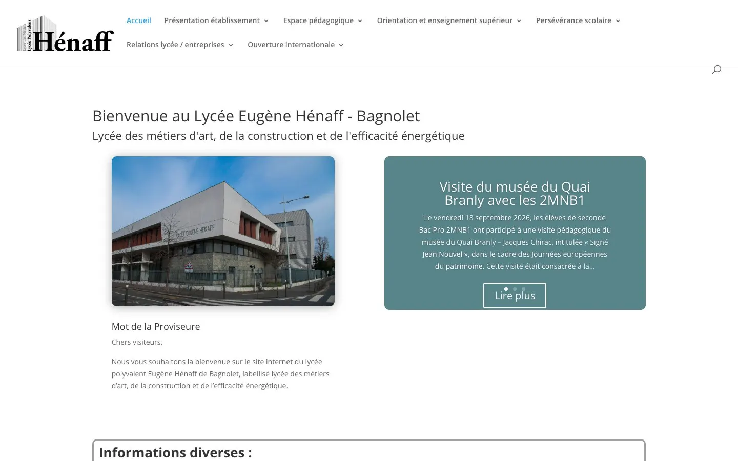 Le site de Lycée Eugène Hénaff