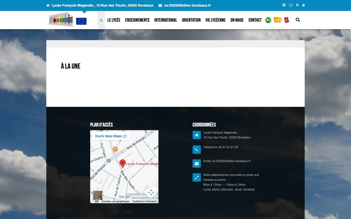 The website of Lycée François Magendie