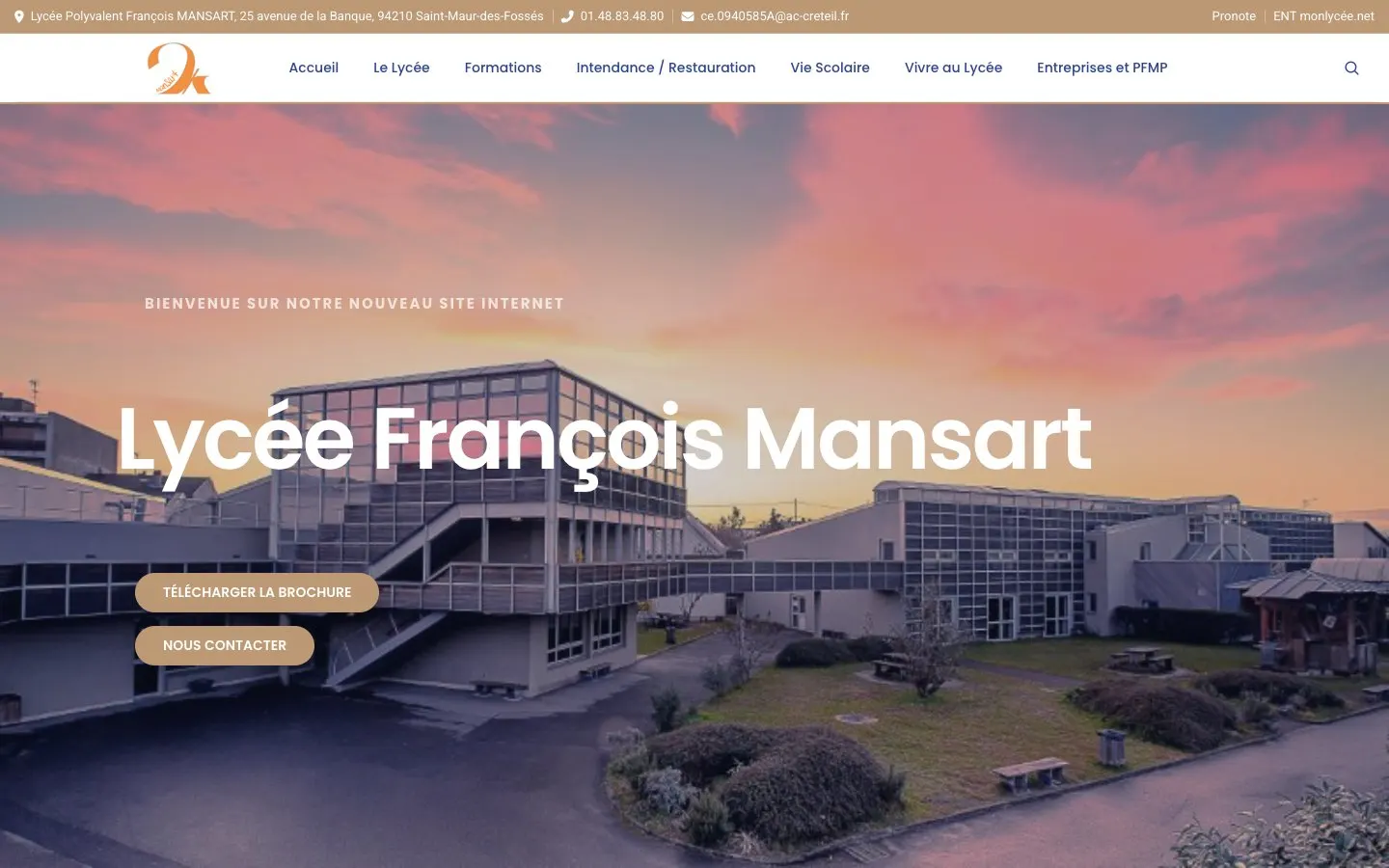 الموقع الإلكتروني لـ Lycée François Mansart