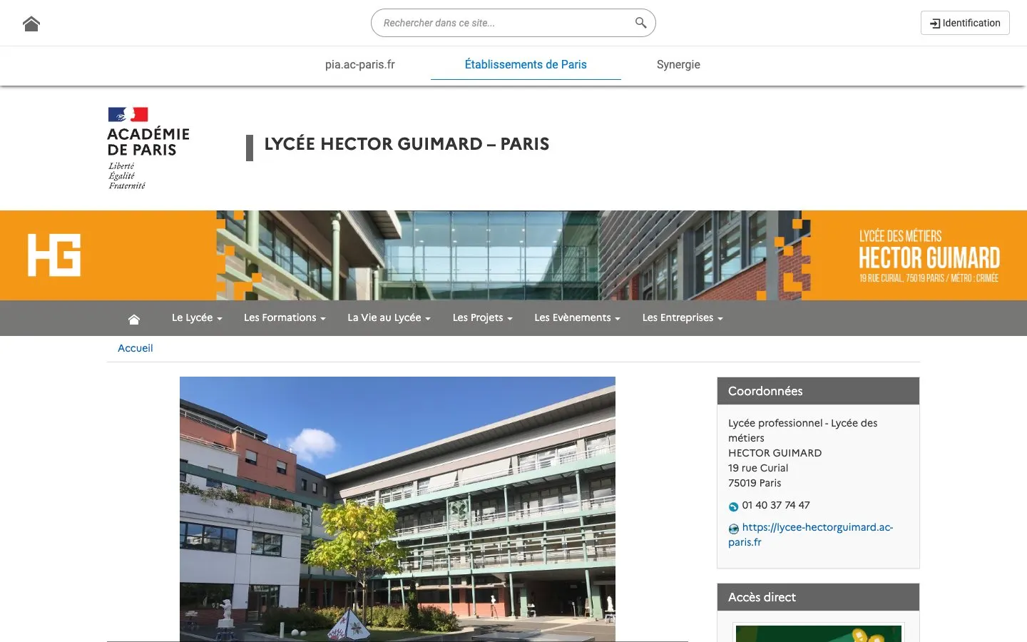 The website of Lycée Hector Guimard