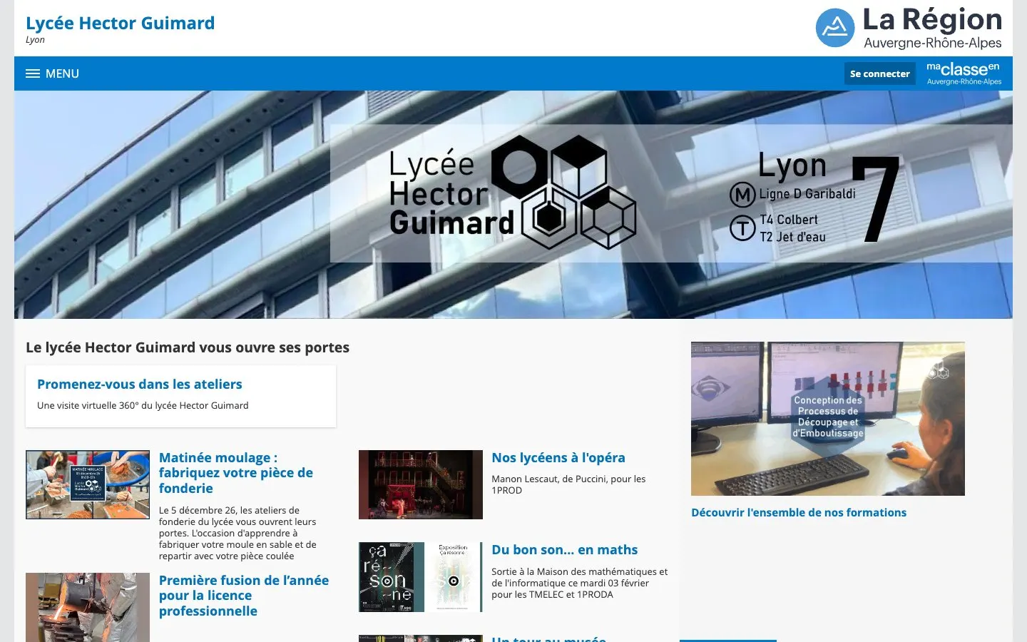 The website of Lycée Hector Guimard