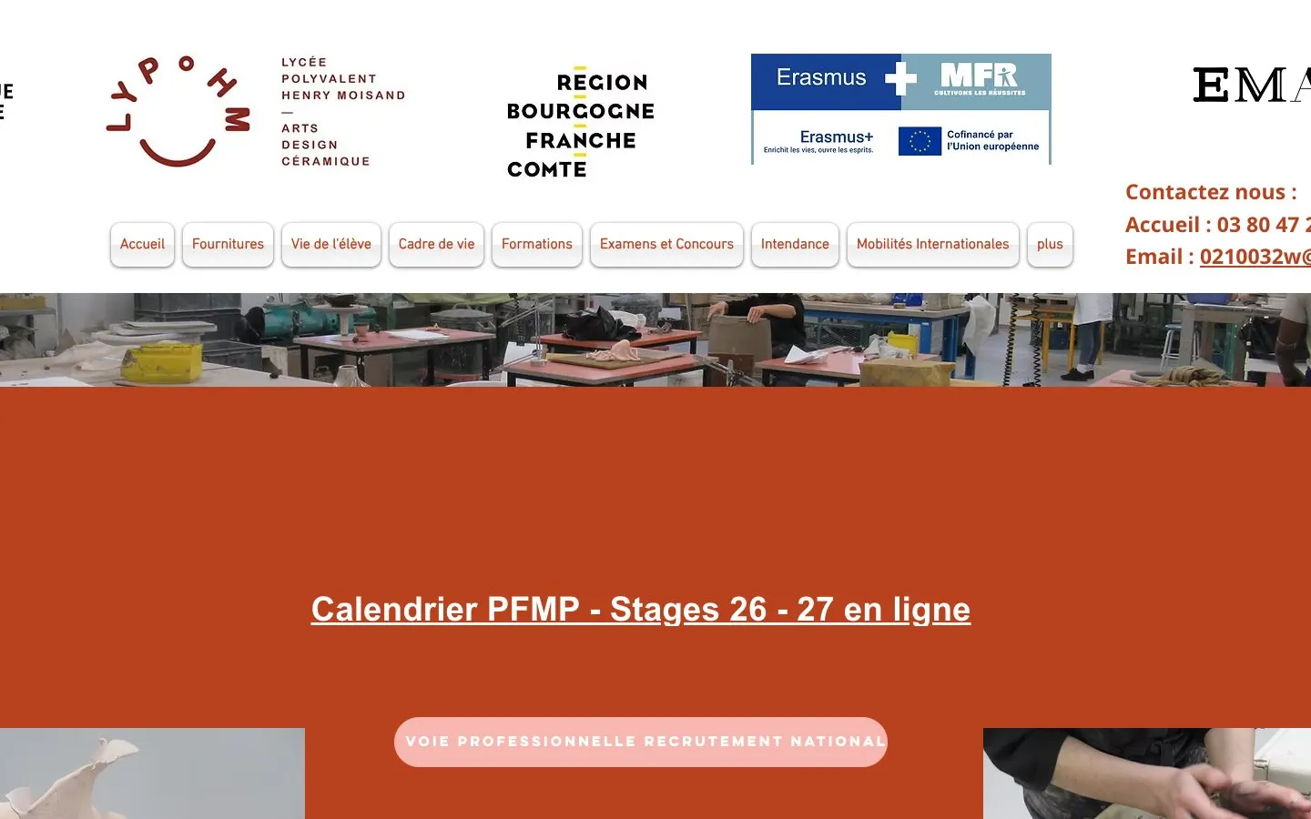 The website of Lycée Henry Moisand – Arts, Design et Céramique