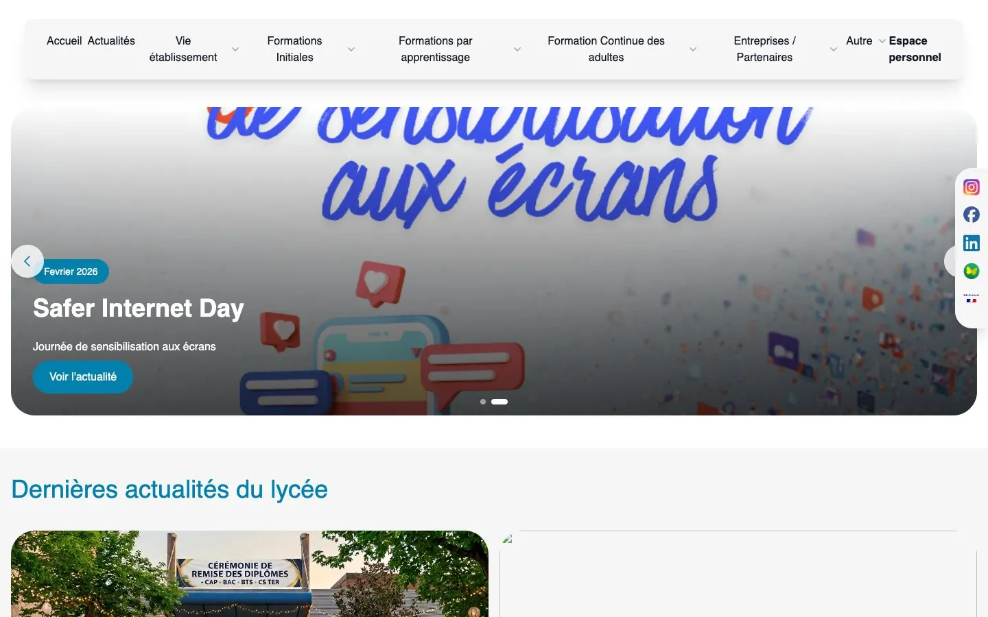El sitio web de Lycée Irène Joliot-Curie