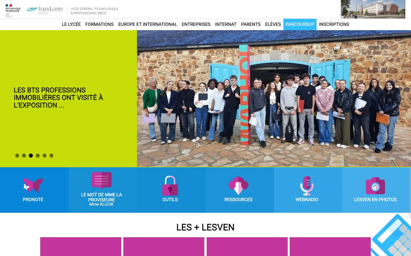 The website of Lycée Jules Lesven