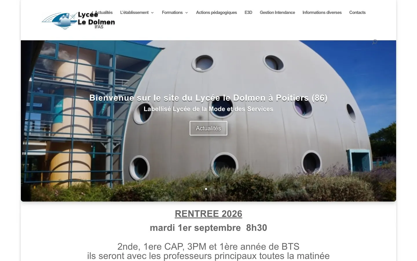 The website of Lycée Le Dolmen