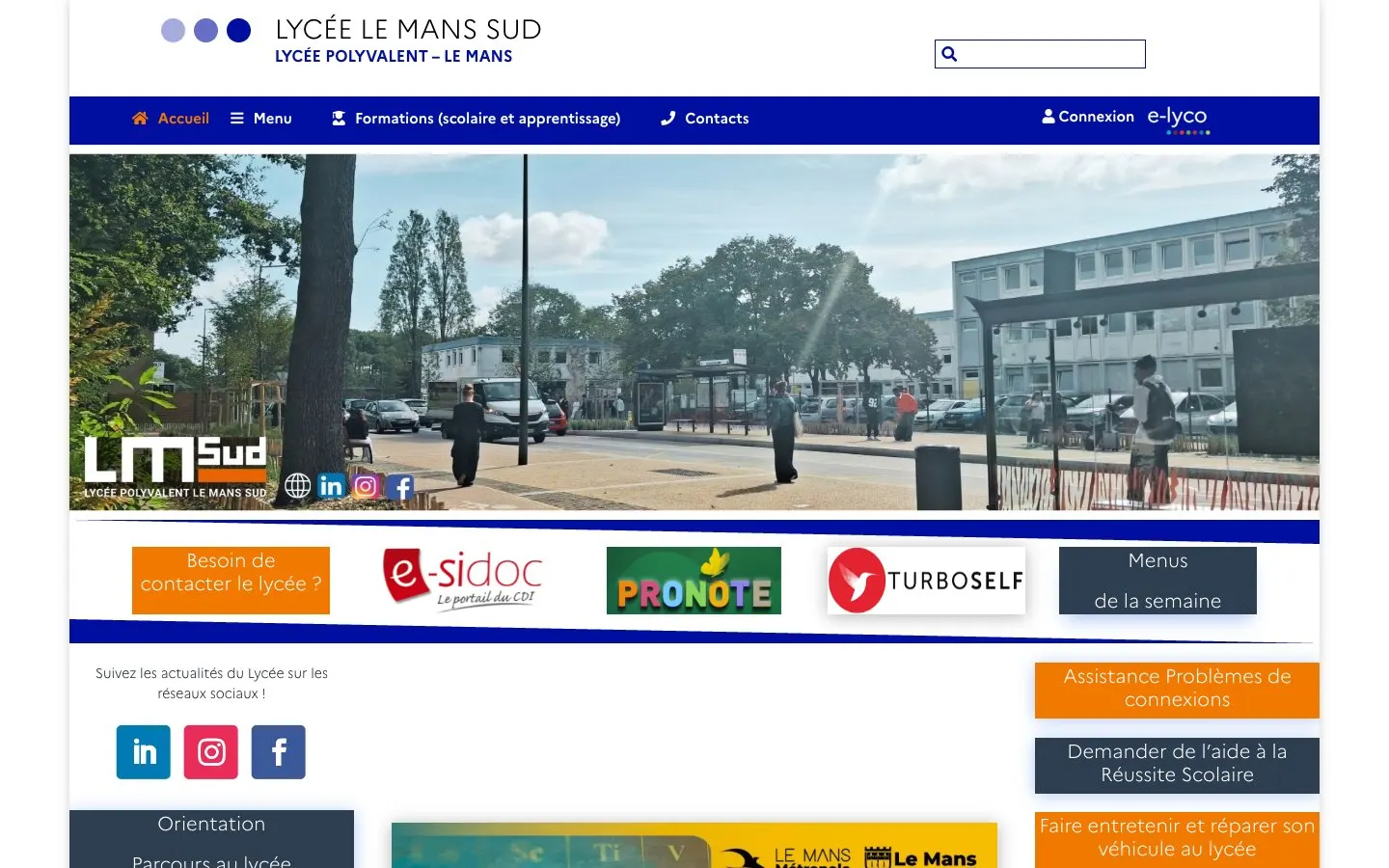 Сайт школы Lycée Le Mans Sud