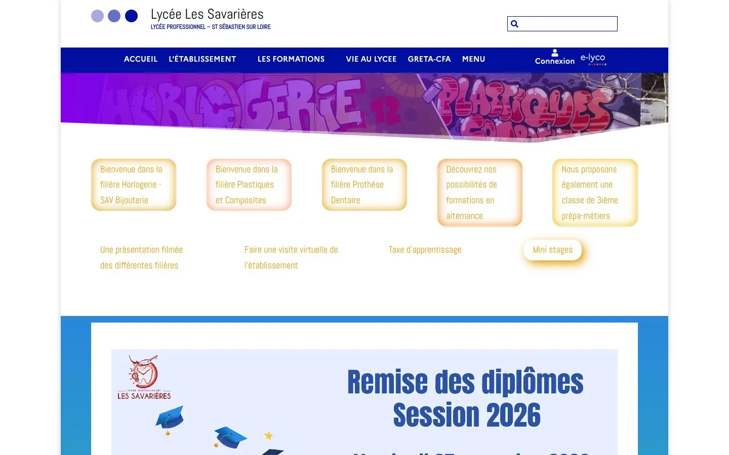 The website of Lycée Les Savarières