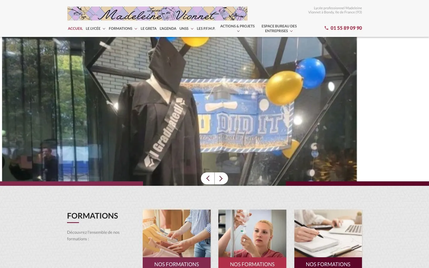 Die Website von Lycée Madeleine Vionnet