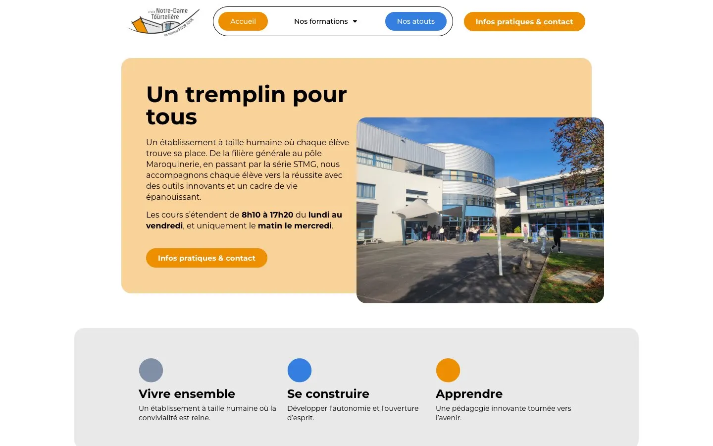 Сайт школы Lycée Notre-Dame de la Tourtelière