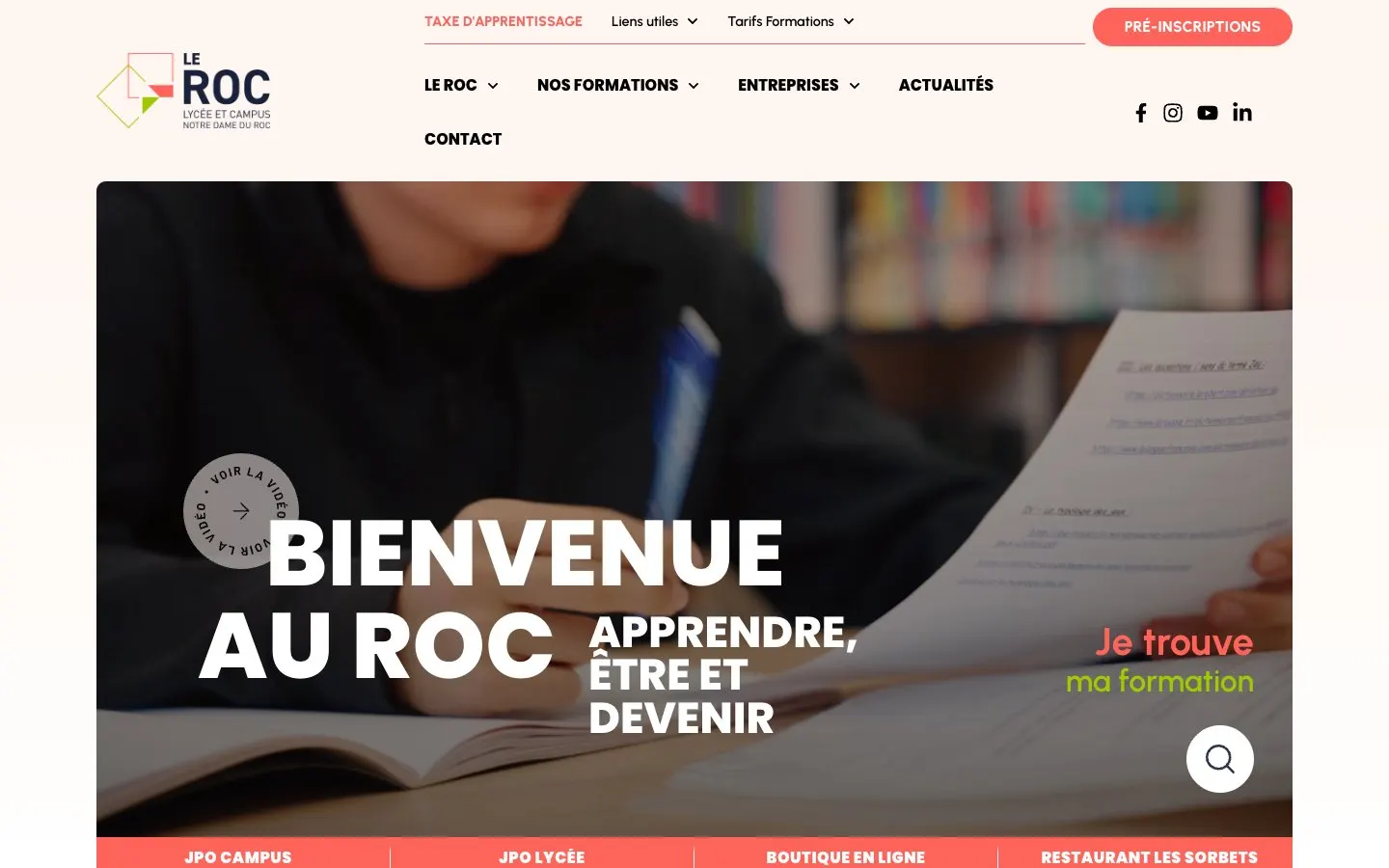 El sitio web de Lycée Notre-Dame du Roc