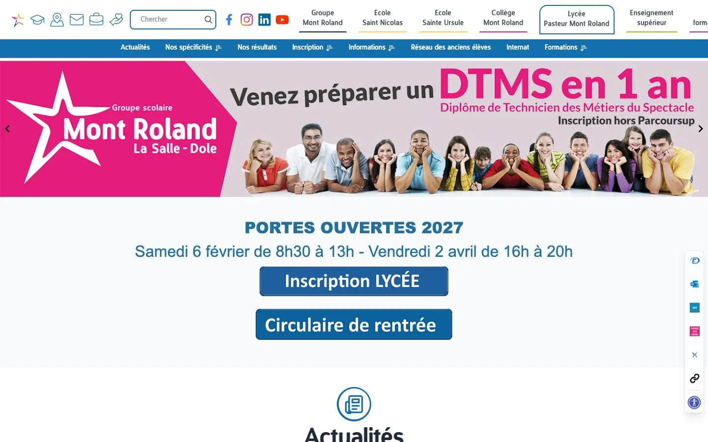 Il sito di Lycée Pasteur Mont Roland
