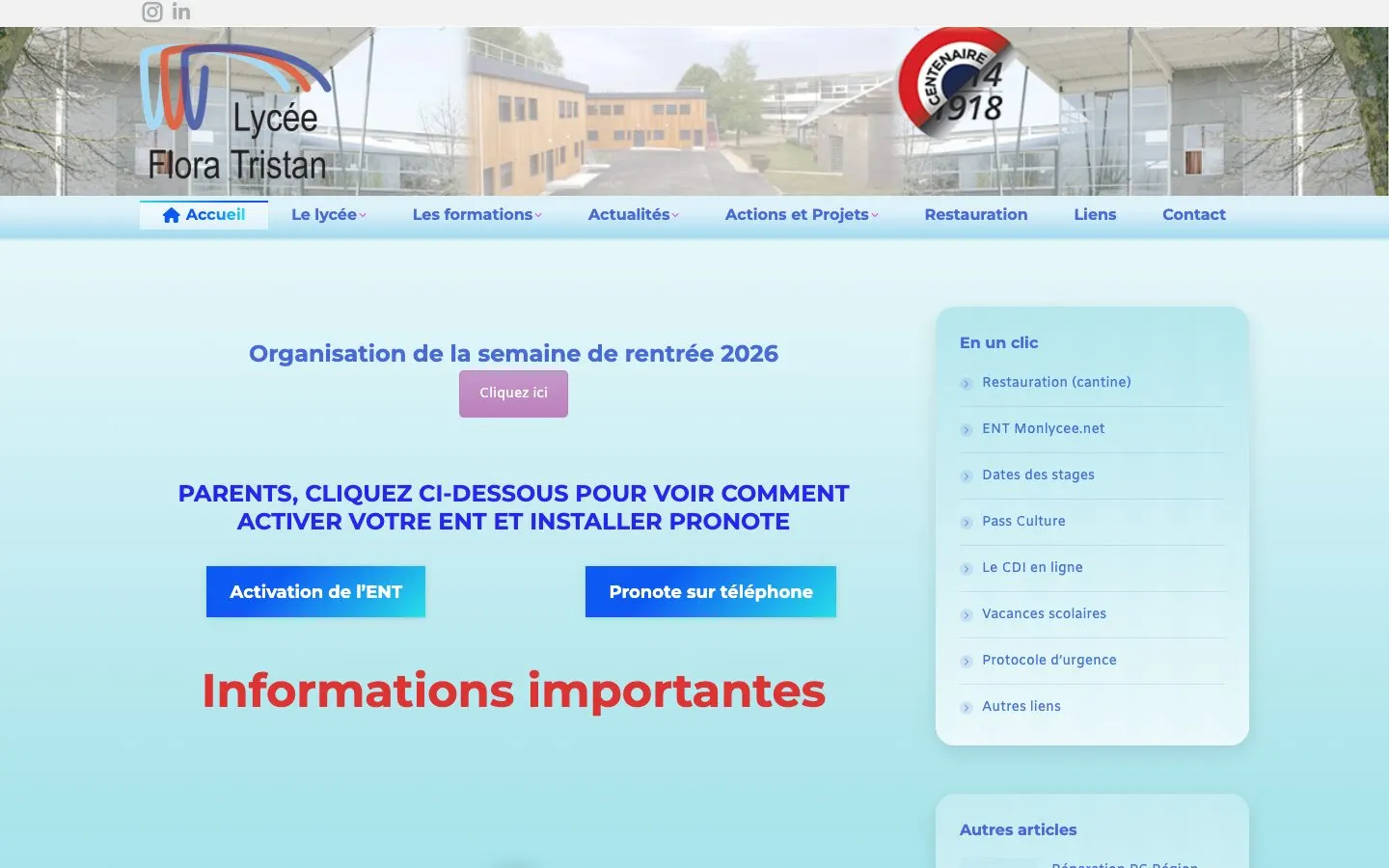 The website of Lycée polyvalent Flora Tristan