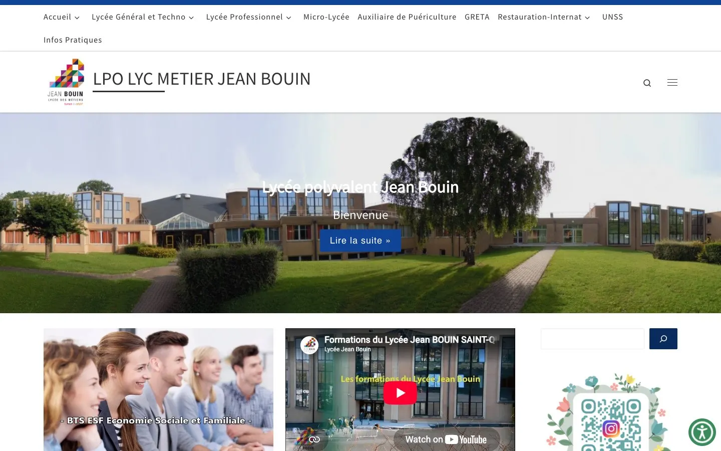 El sitio web de Lycée polyvalent Jean Bouin