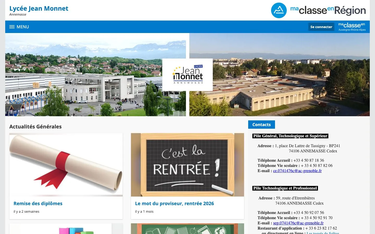 The website of Lycée polyvalent Jean Monnet