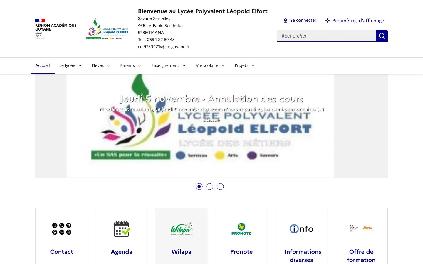 The website of Lycée polyvalent Léopold Elfort