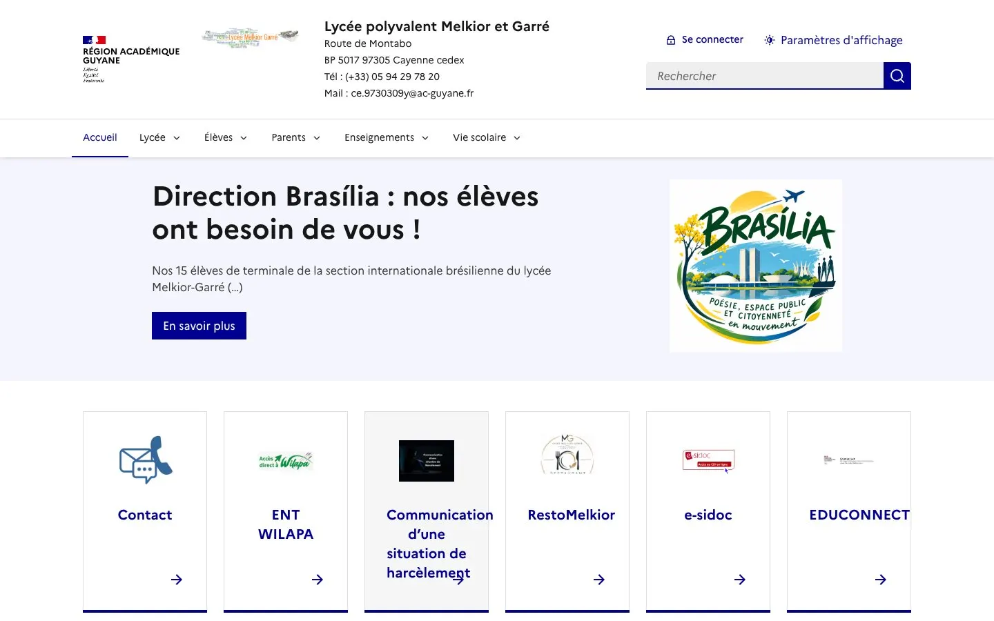 The website of Lycée polyvalent Melkior et Garré