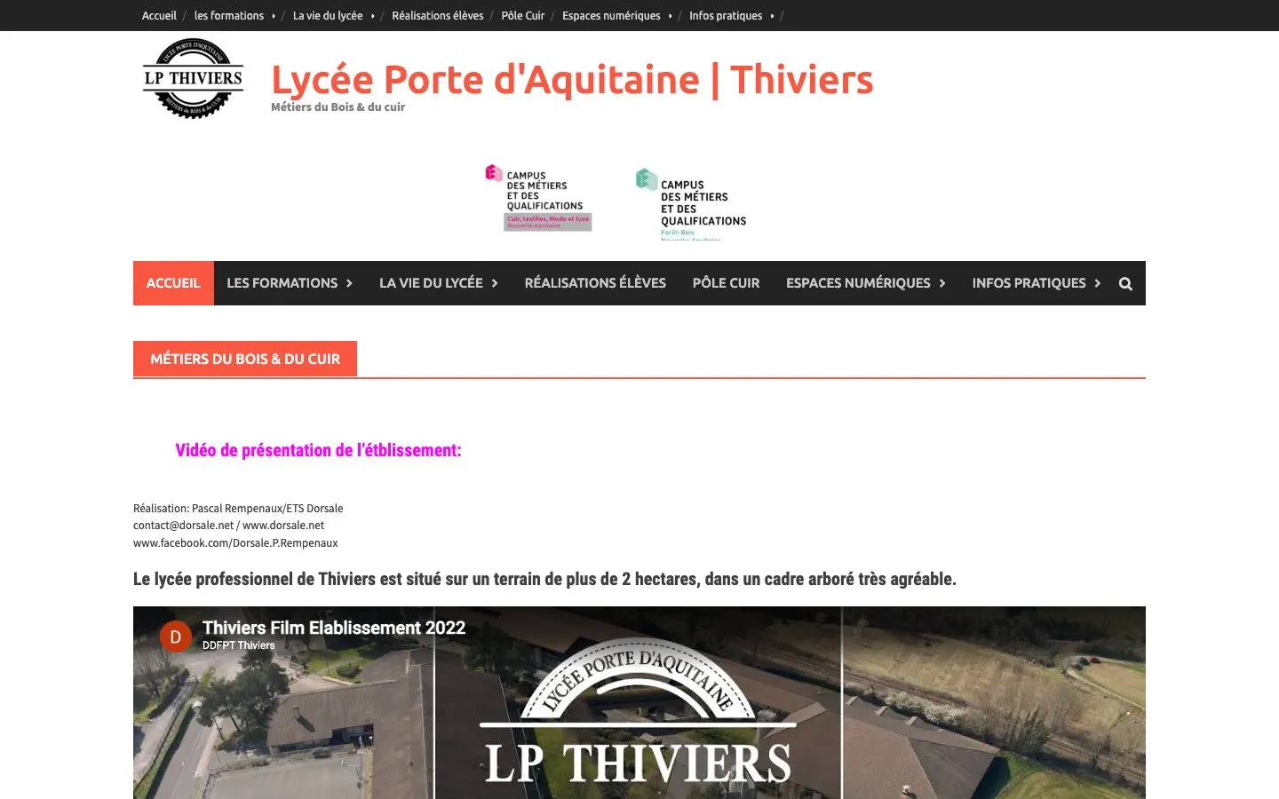 Il sito di Lycée Porte d'Aquitaine
