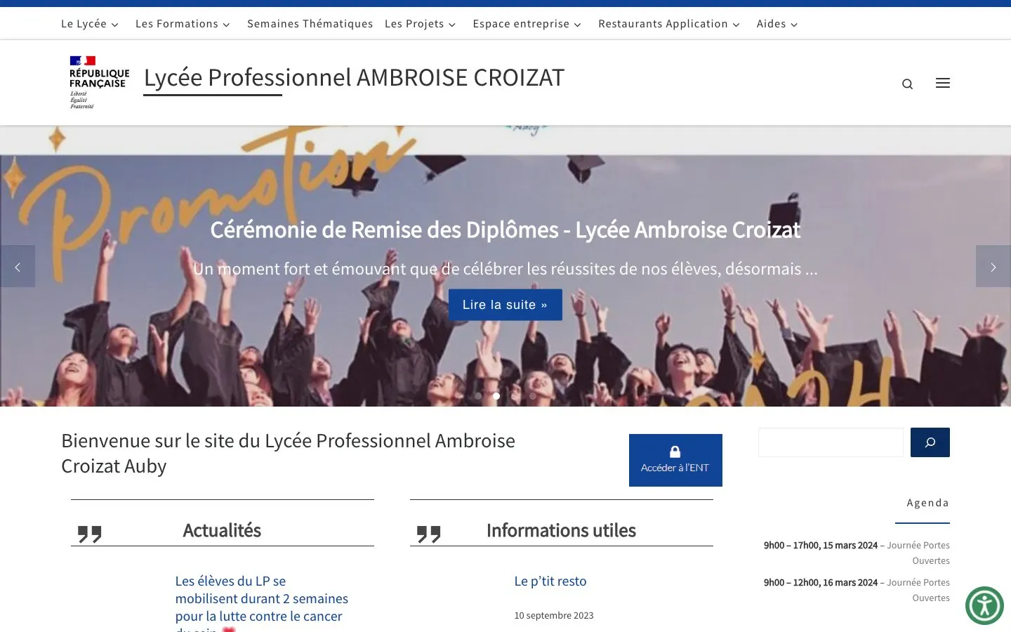 The website of Lycée professionnel Ambroise Croizat