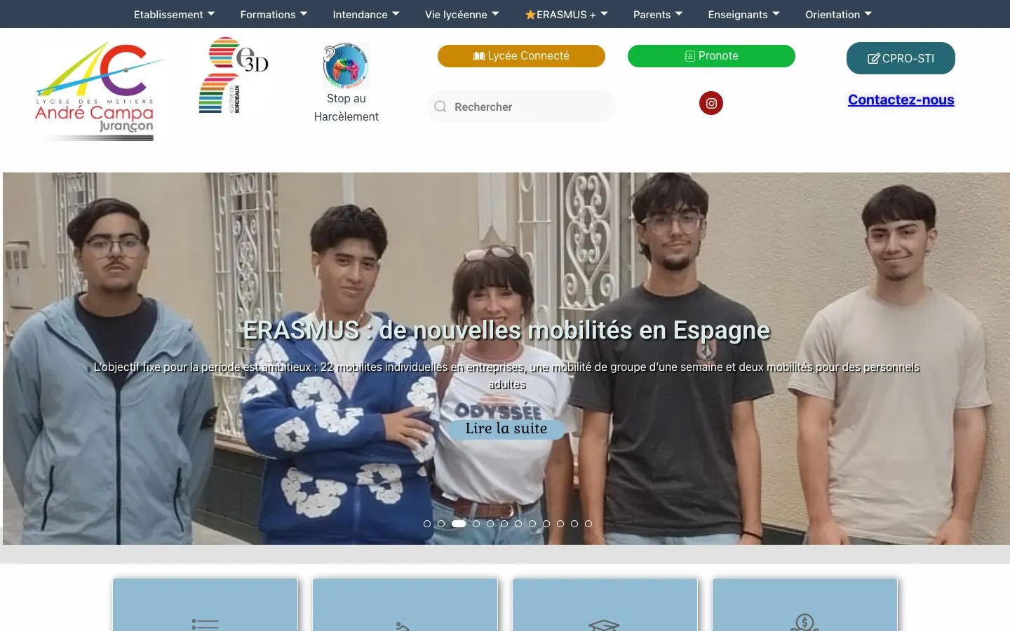 Сайт школы Lycée professionnel André Campa