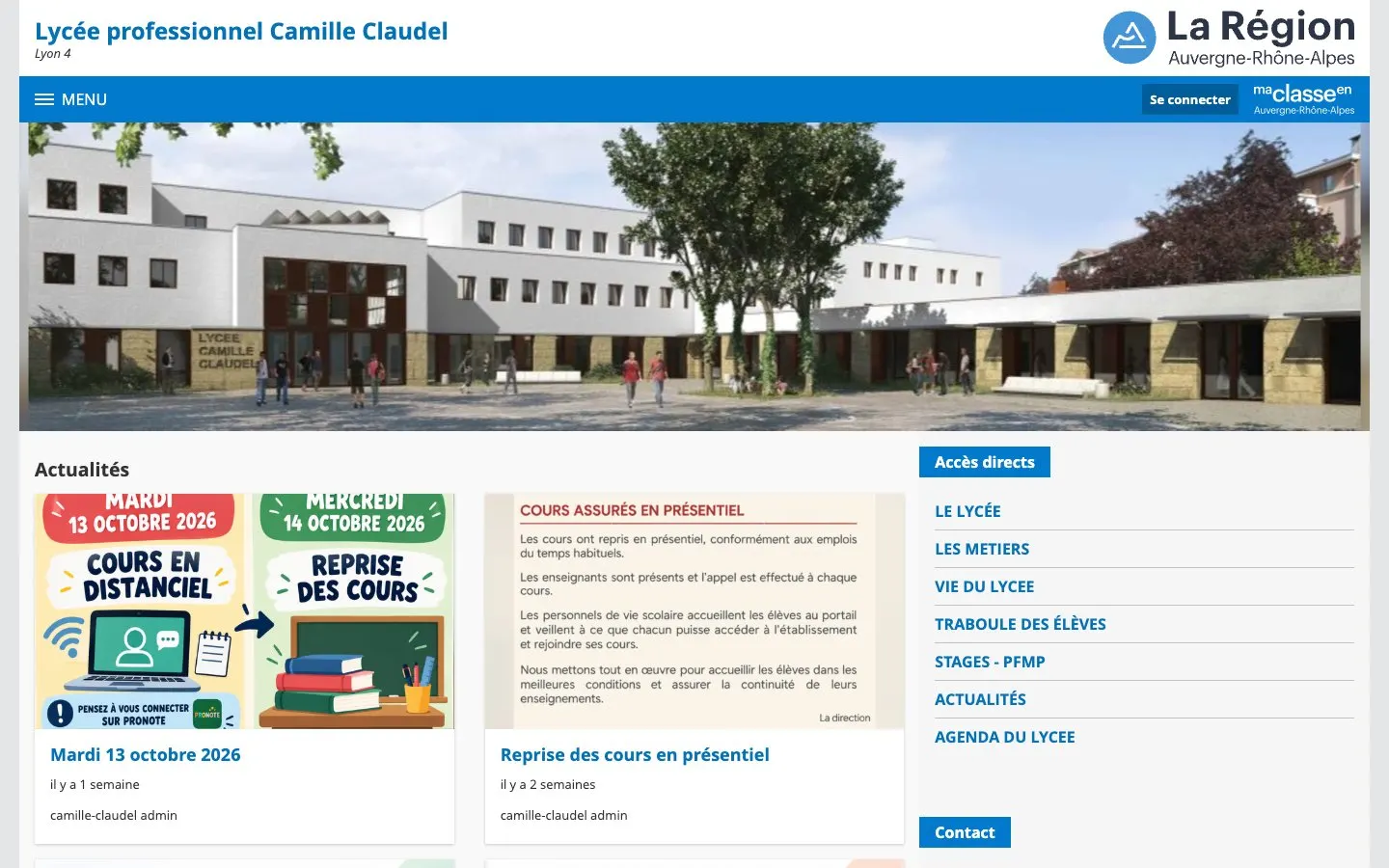 الموقع الإلكتروني لـ Lycée professionnel Camille Claudel