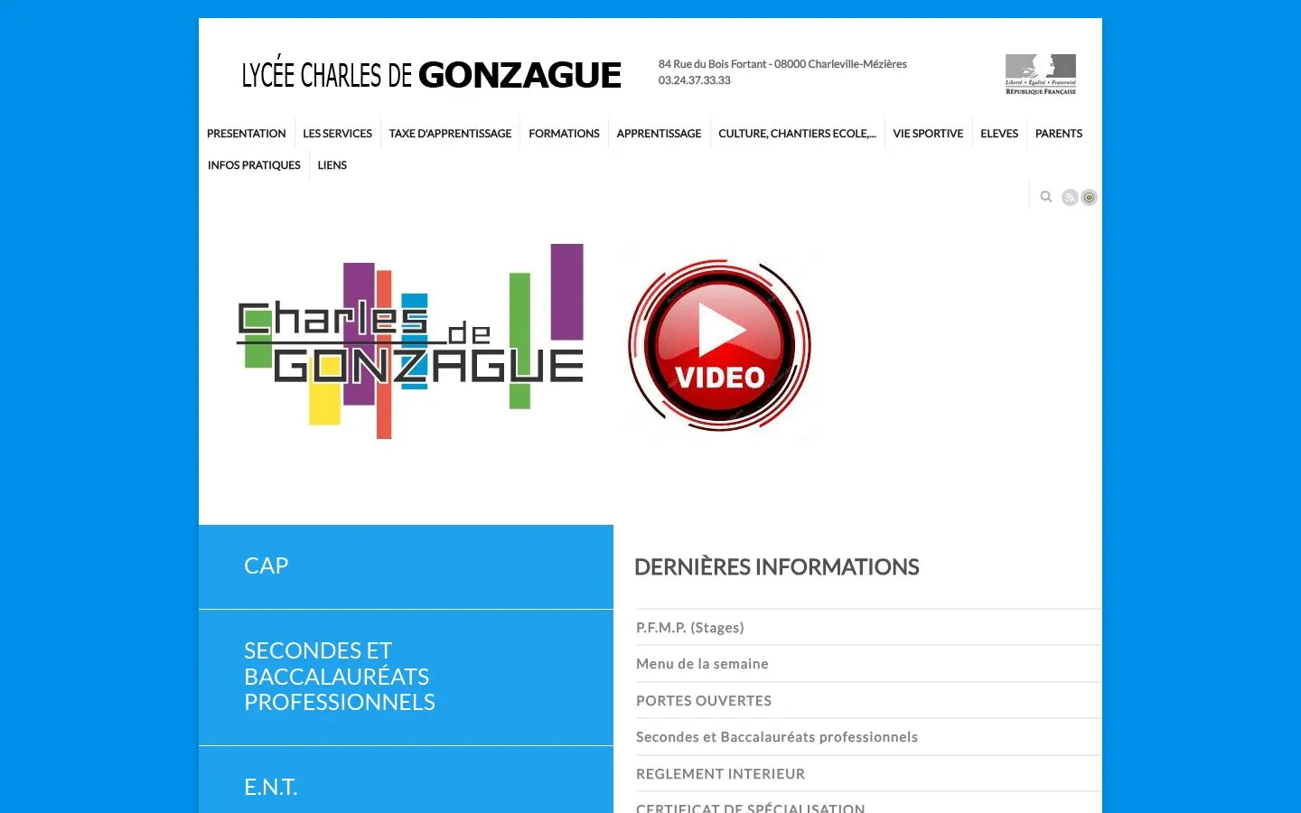 Le site de Lycée professionnel Charles de Gonzague