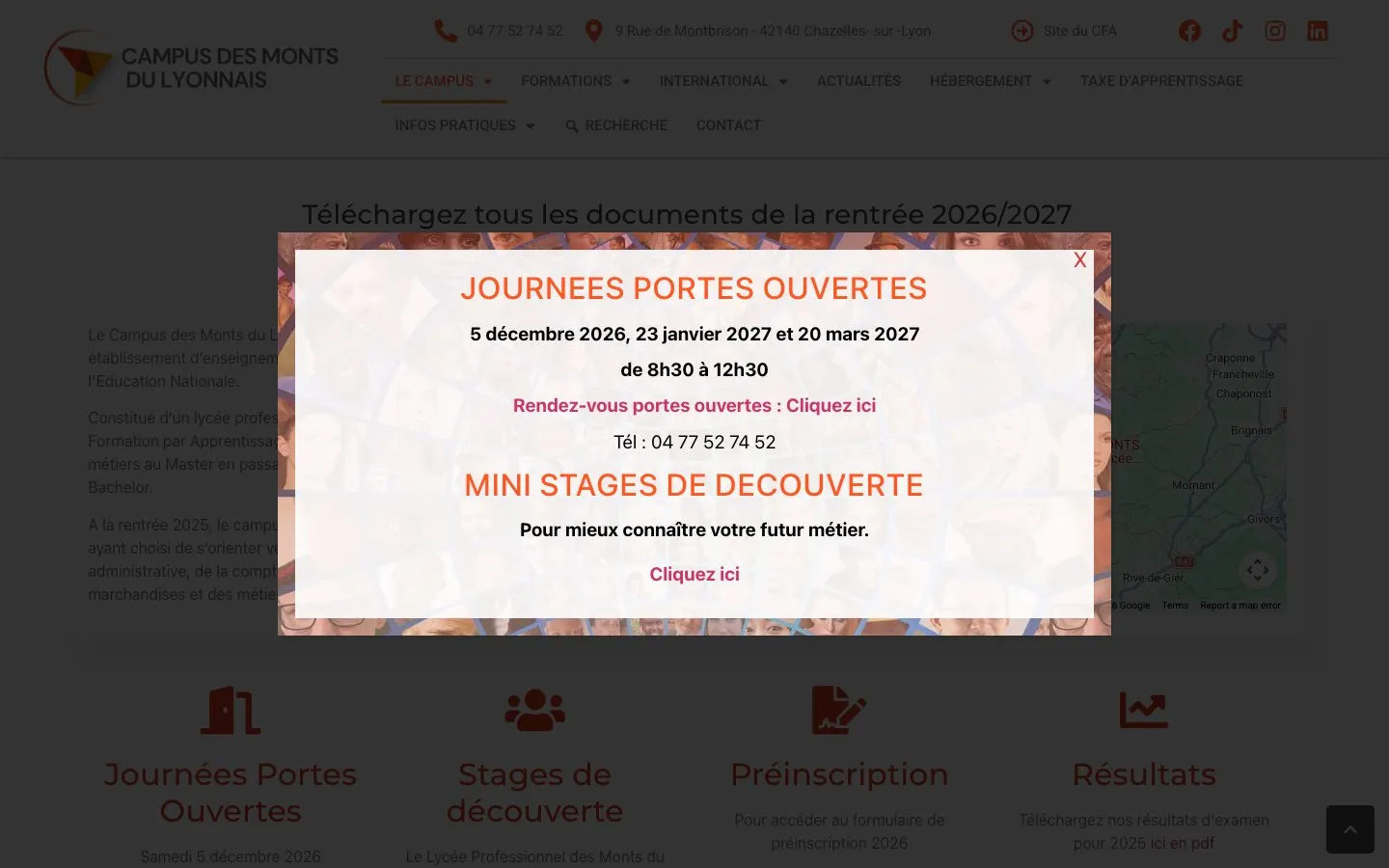 الموقع الإلكتروني لـ Lycée professionnel des Monts du Lyonnais