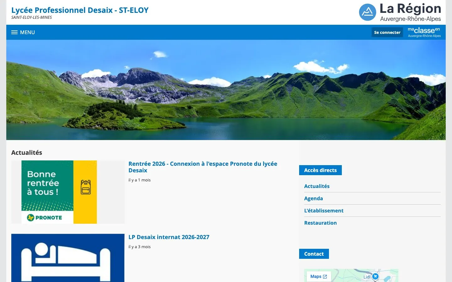 The website of Lycée professionnel Desaix