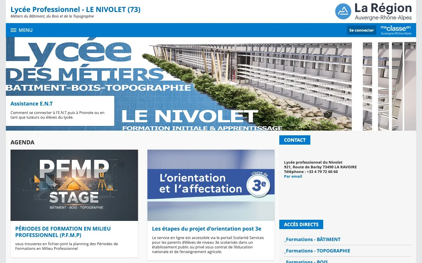 Die Website von Lycée professionnel du Nivolet